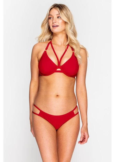 Faba Red Strawberry Print Halter Bikini Bra