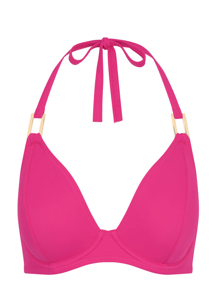 Fuller Bust Boudoir Beach Hot Pink Underwired Halter Bikini Top, D-GG – Miss  Mandalay