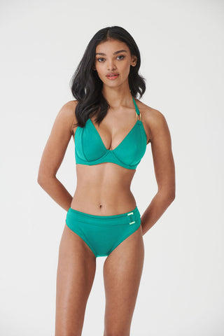 Fuller Bust Boudoir Beach Tropical Green Underwired Halter Bikini Top, D-H Cup Sizes