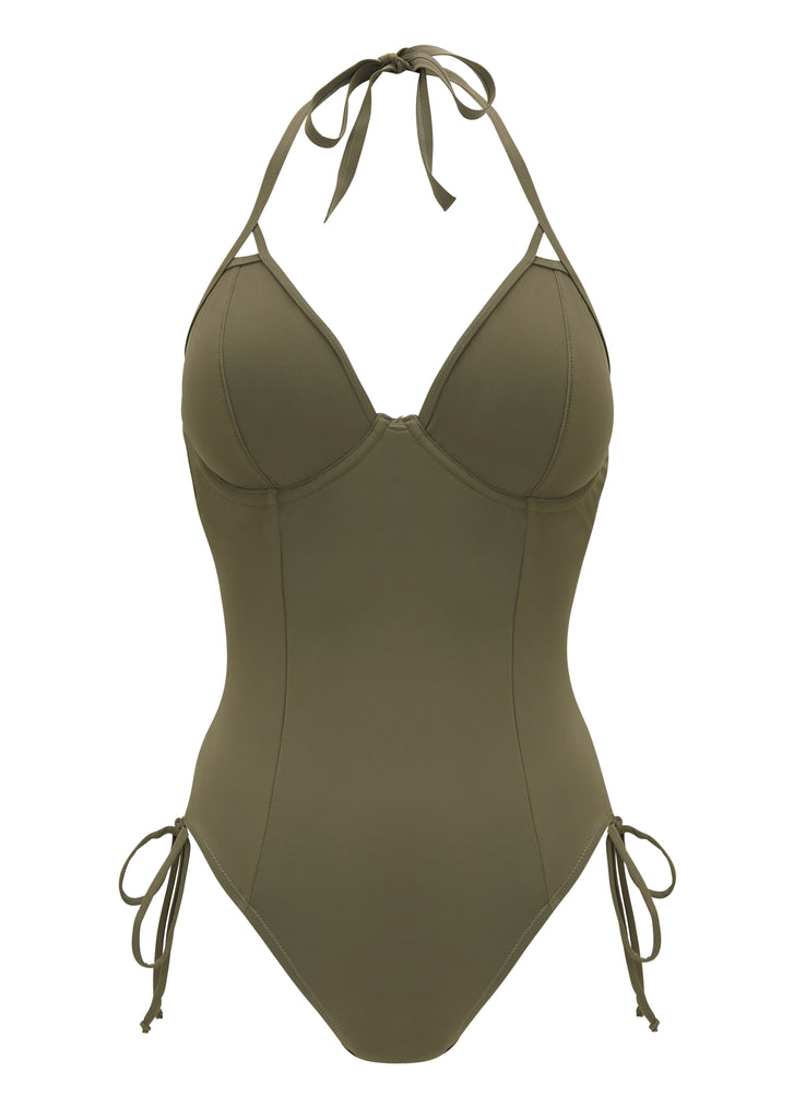 Olive green plus size swimsuit online