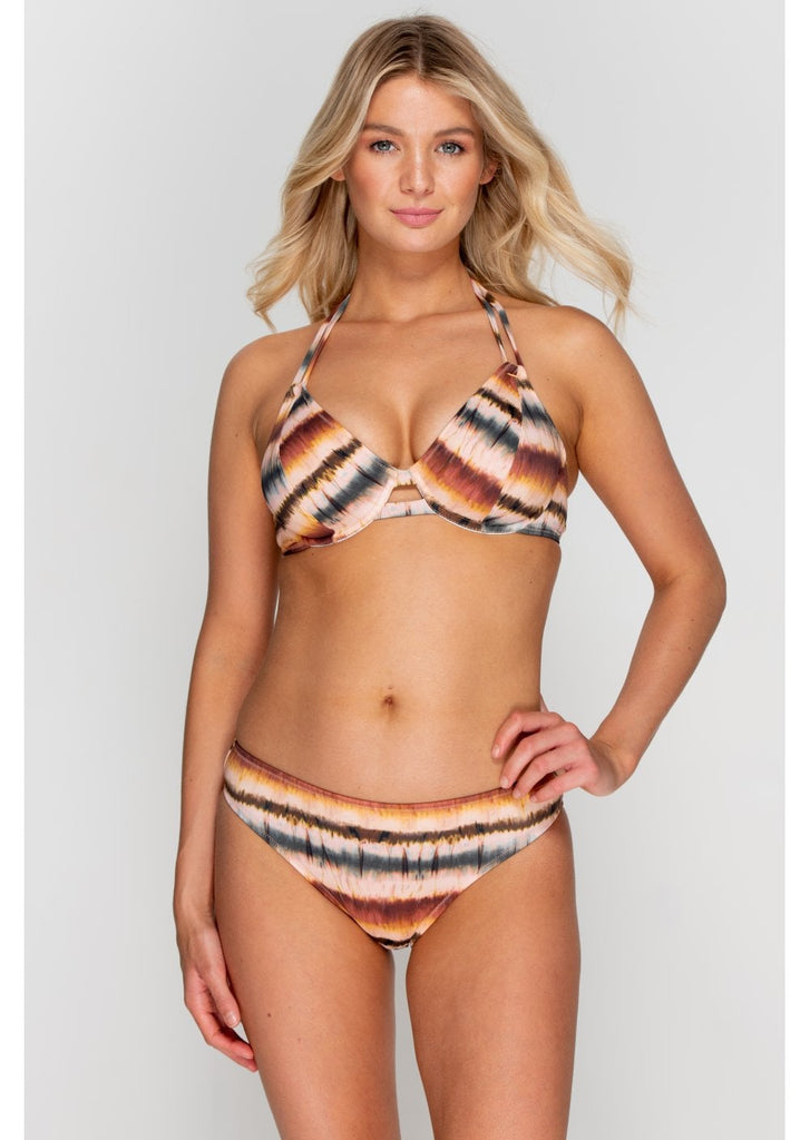 Fuller Bust Beachcomber Gold Stripe Underwired Halter Bikini Top, D-GG –  Miss Mandalay