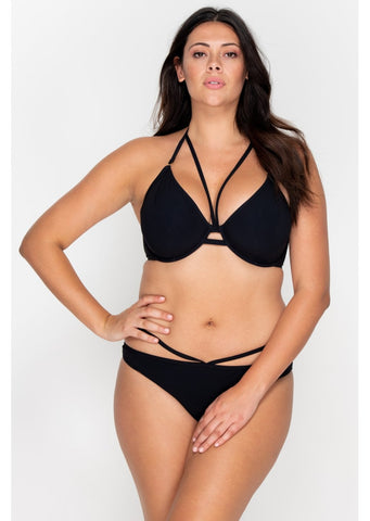 Miss Mandalay Swimwear - Icon Black Full Bust Strappy Halter Bikini Top D -  GG Cup Sizes