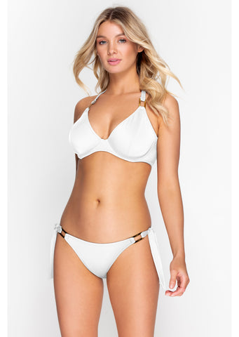 Miss Mandalay Swimwear - Boudoir Beach Ice White Halter Bikini Tops - 36G