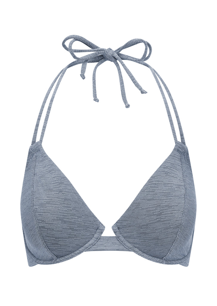 Miss Mandalay Swimwear - Blue Silver Full Bust Halter Bikini Top