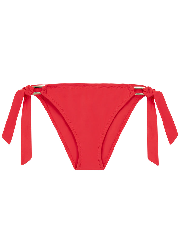 Miss Mandalay Swimwear - Boudoir Beach Hibiscus Red Tieside Bikini Briefs -  XS