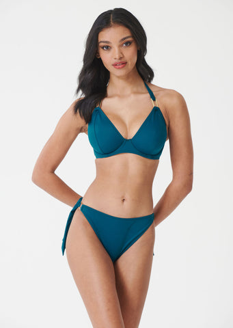 Fuller Bust Boudoir Beach Teal Underwired Halter Bikini Top, D-GG Cup –  Miss Mandalay