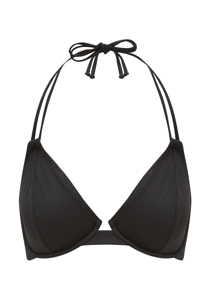 Women's Ribbed Demi Underwire Bikini Top - Shade & Shore™ Black Striped 36DD