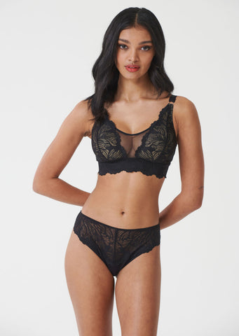 Celeste Black Non Wired Bra, D-GG Cup Sizes, Recycled Lace – Miss