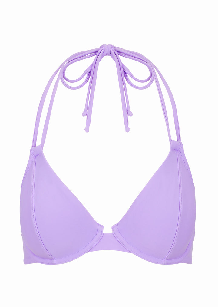 Lilac Fuller Bust Fabric Underwired High Apex Bikini Top